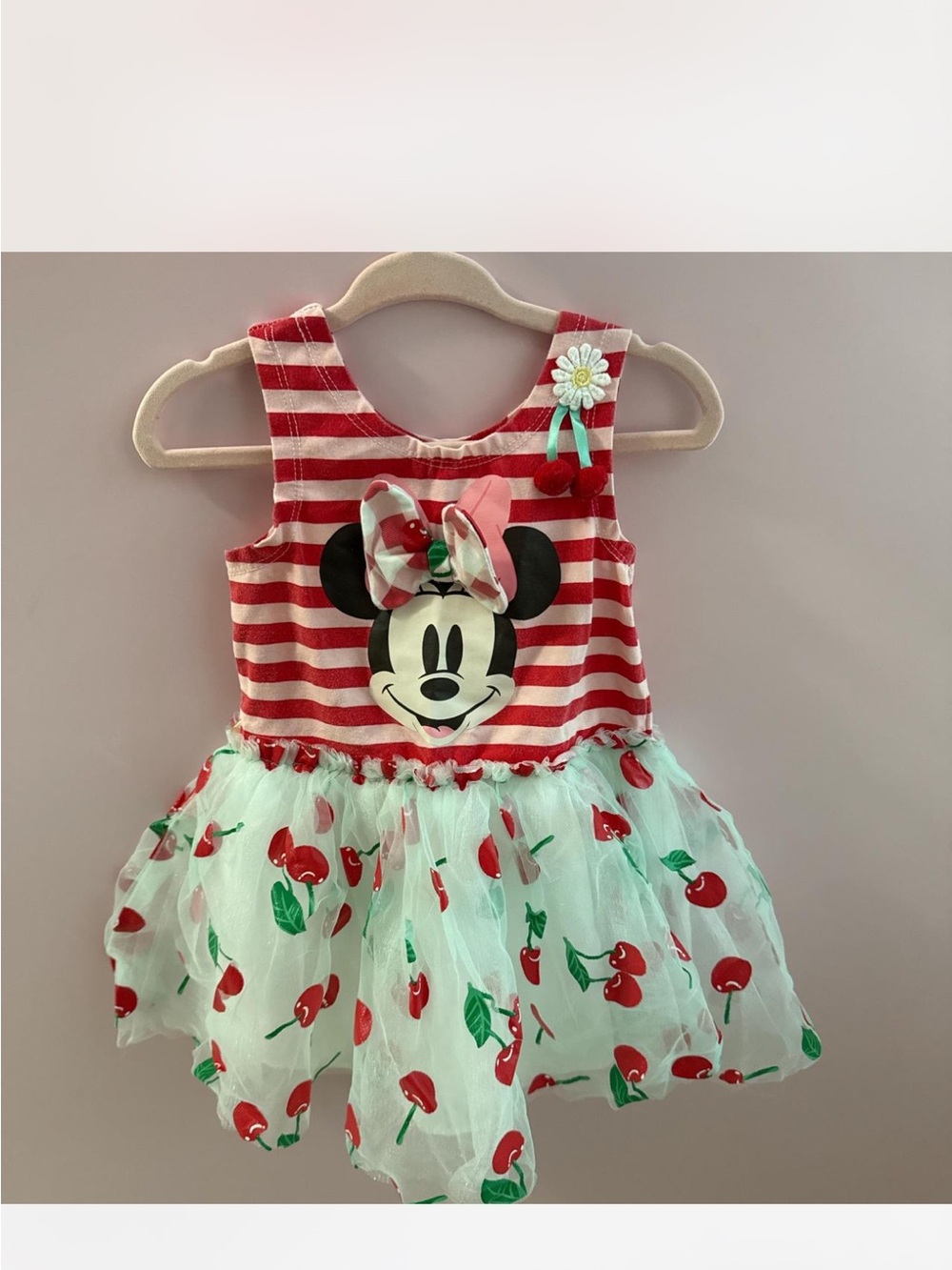Disney Minnie Mouse Cherry Tulle Dress - Red & Mint